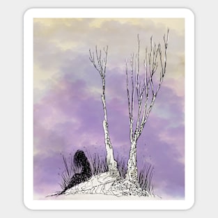 Purple Winter Loneliness Sticker